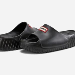 Hunter Faroe Platform Slide Sandals- Black